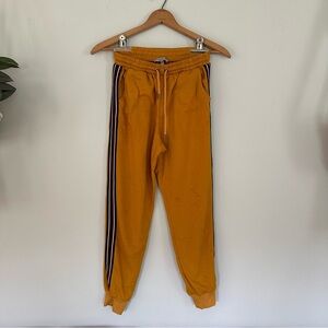 70’s Vibe Retro Mustard Yellow Side Stripe Sweat Pants Size Small
